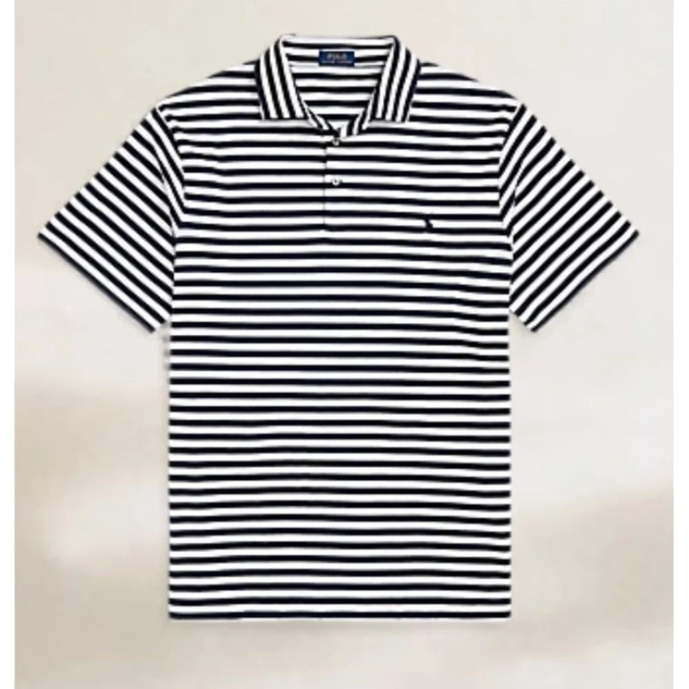 Polo Ralph Lauren Navy Blue White Stripped Crew Neck T-Shirt Men's Size 4XLT NWT